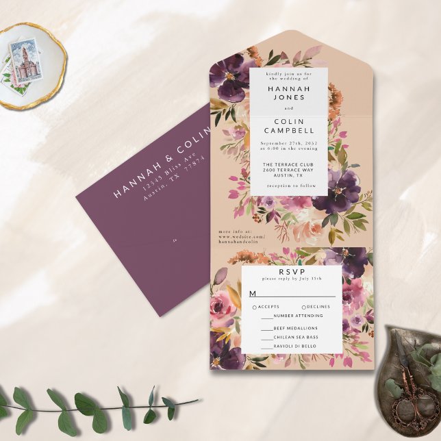 Invitación Todo En Uno Violet Meadows floral otoño moderno (Subido por el creador)