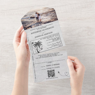 Invitación Todo En Uno Violet Mexico Passport Boda