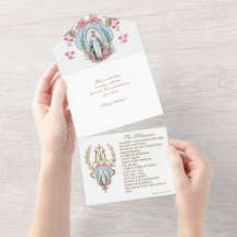 Virgen religiosa María Floral Azul Vintage