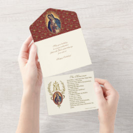 Invitación Todo En Uno Virgen Religiosa María Guadalupe Cumpleaños Floral