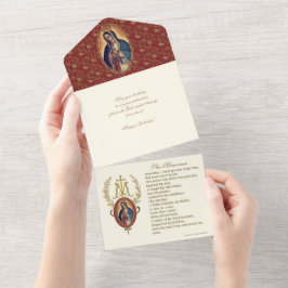 Invitación Todo En Uno Virgen Religiosa María Guadalupe Cumpleaños Floral