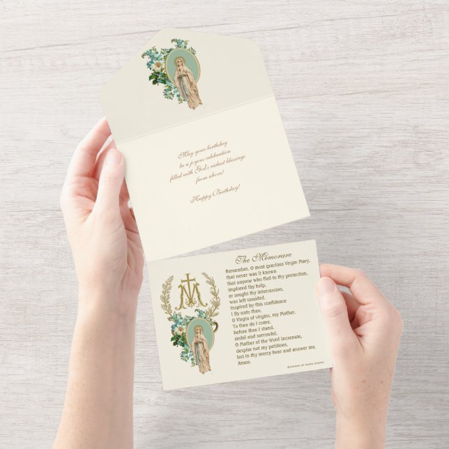 Invitación Todo En Uno Virgen Religiosa María Lourdes Cumpleaños (desgarro)