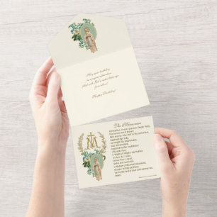 Invitación Todo En Uno Virgen Religiosa María Lourdes Cumpleaños