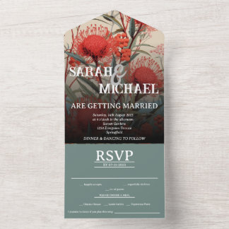 Invitación Todo En Uno Waratah Botánico Australiano