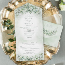 Watercolor Eucalyptus Greenery Sage Green Boda