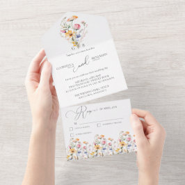 Invitación Todo En Uno Watercolor Meadow Wildflower Simple Boda