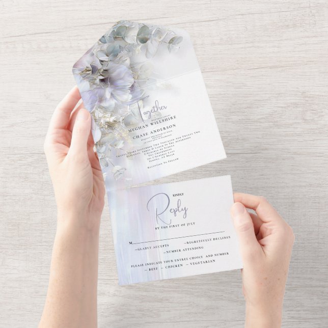 Invitación Todo En Uno Wedding Pastel Peonies (desgarro)