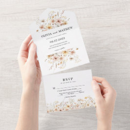 Invitación Todo En Uno Whimsical Rustic Meadow Wildflower Wedding Rsvp