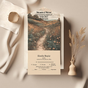 Invitación Todo En Uno Whimsical Rustic Wildflower Meadow Boda