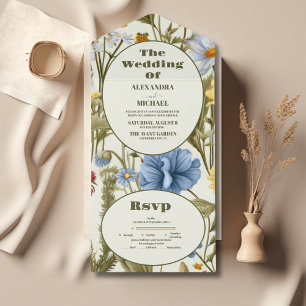 Invitación Todo En Uno Whimsical Wildflower Meadow Boda