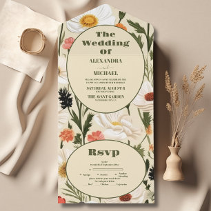 Invitación Todo En Uno Whimsical Wildflower Meadow Boda