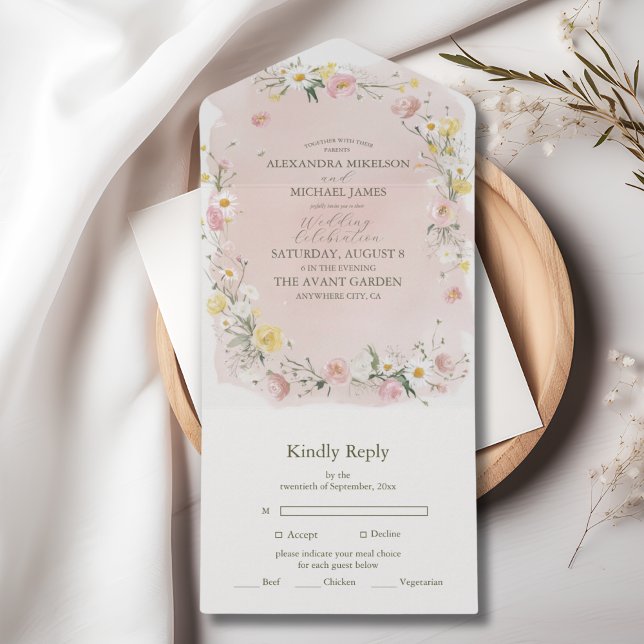 Invitación Todo En Uno Whimsical Wildflower Meadow Boda (Subido por el creador)
