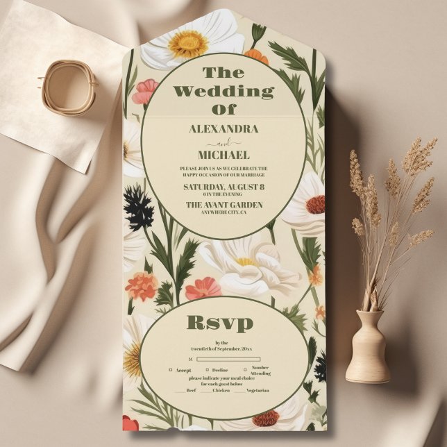 Invitación Todo En Uno Whimsical Wildflower Meadow Boda (Subido por el creador)