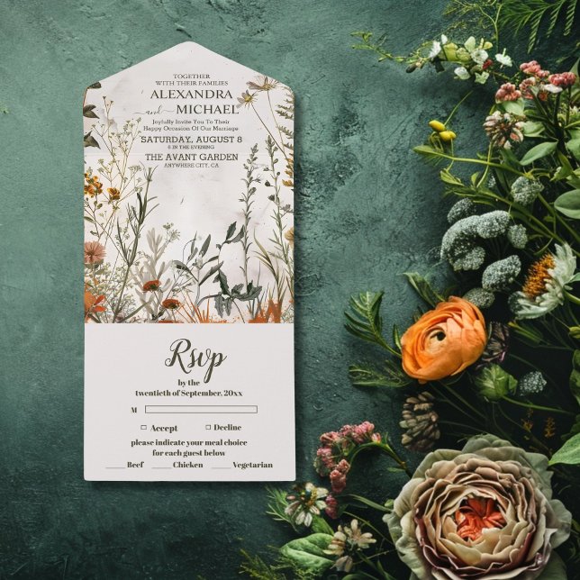 Invitación Todo En Uno Whimsical Wildflower Meadow Boda (Subido por el creador)