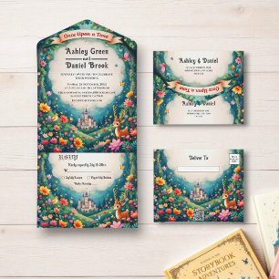 Invitación Todo En Uno Whimsical Woodland Forest Castle Fairytale Boda