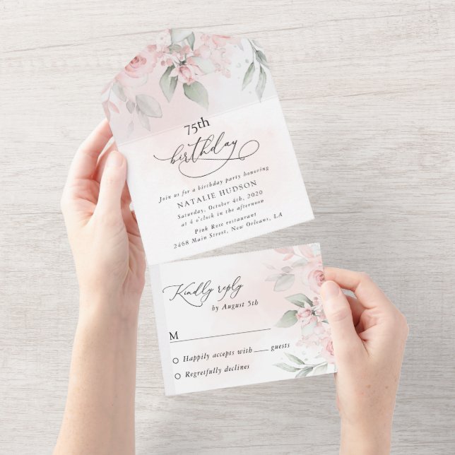 Invitación Todo En Uno White Flowers, Cream Flowers, Boho, Birthday (desgarro)