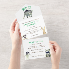 Invitación Todo En Uno Wild One First Birthday Rustic Animal Watercolor