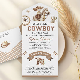 Invitación Todo En Uno Wild West Rodeo Western Little Cowboy Baby Shower