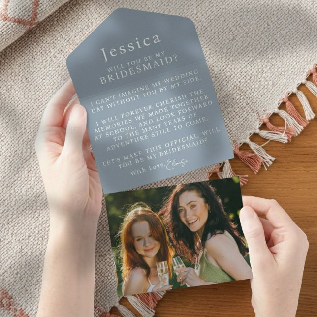 Invitación Todo En Uno Will You Be My Bridesmaid Proposal Letter Photo (Pop the question to your bridal party with this Will You Be My Bridesmaid Proposal Letter!)