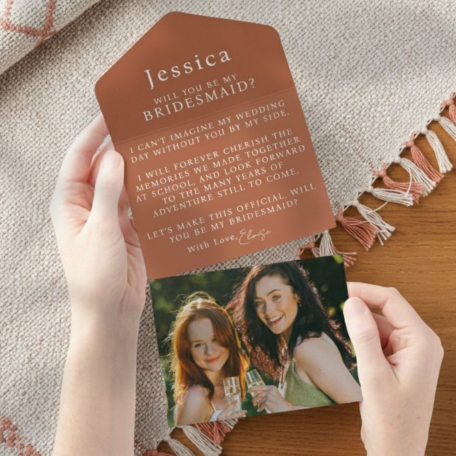 Invitación Todo En Uno Will You Be My Bridesmaid Proposal Letter Photo (Pop the question to your bridal party with this Will You Be My Bridesmaid Proposal Letter!)