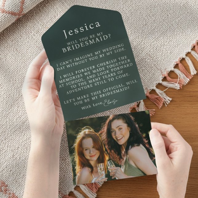 Invitación Todo En Uno Will You Be My Bridesmaid Proposal Letter Photo (Pop the question to your bridal party with this Will You Be My Bridesmaid Proposal Letter!)