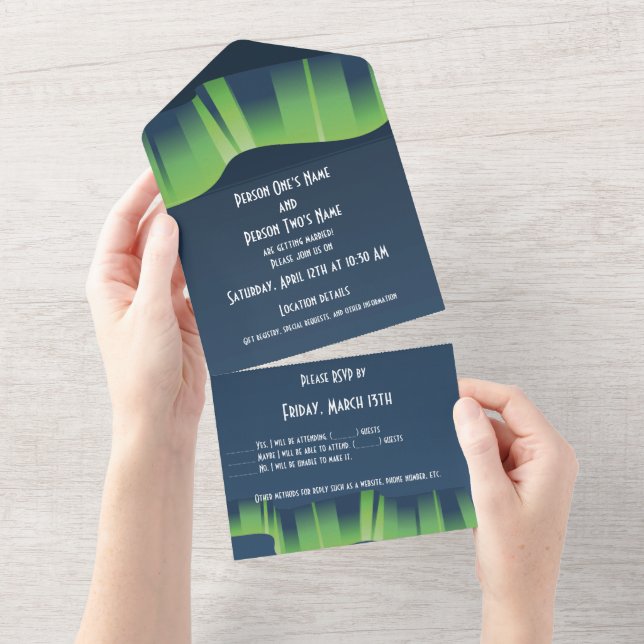 Invitación Todo En Uno Winter Wonderland Auroras (desgarro)