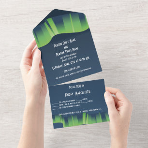 Invitación Todo En Uno Winter Wonderland Auroras