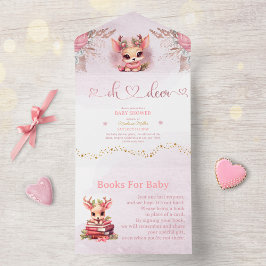Invitación Todo En Uno Winter Woodland Chica Baby Shower