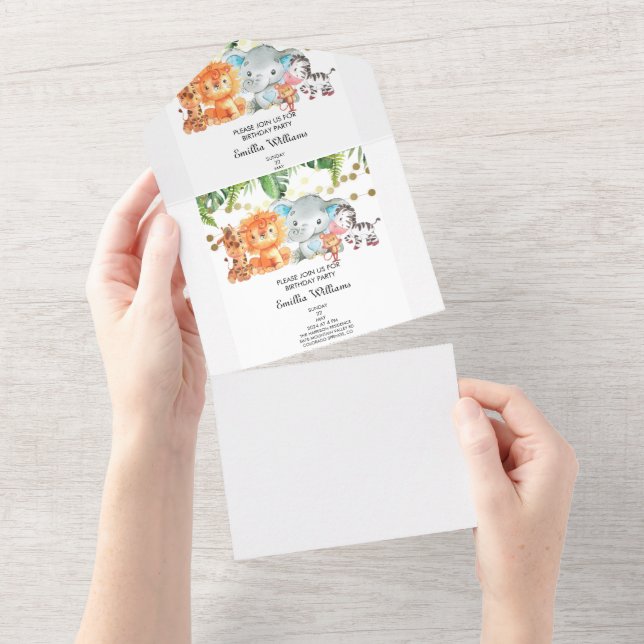 Invitación Todo En Uno Woodland Animals Adventure Baby Shower (desgarro)