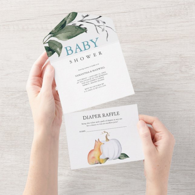 Invitación Todo En Uno Woodland Baby Shower Invita (desgarro)