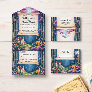 Invitación Todo En Uno Woodland Enchanted Forest Castle Fairytale Boda