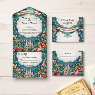 Invitación Todo En Uno Woodland Enchanted Forest Castle Fairytale Boda