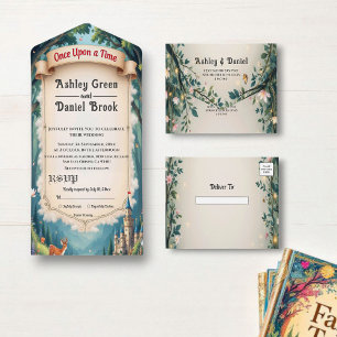 Invitación Todo En Uno Woodland Enchanted Forest Castle Fairytale Boda