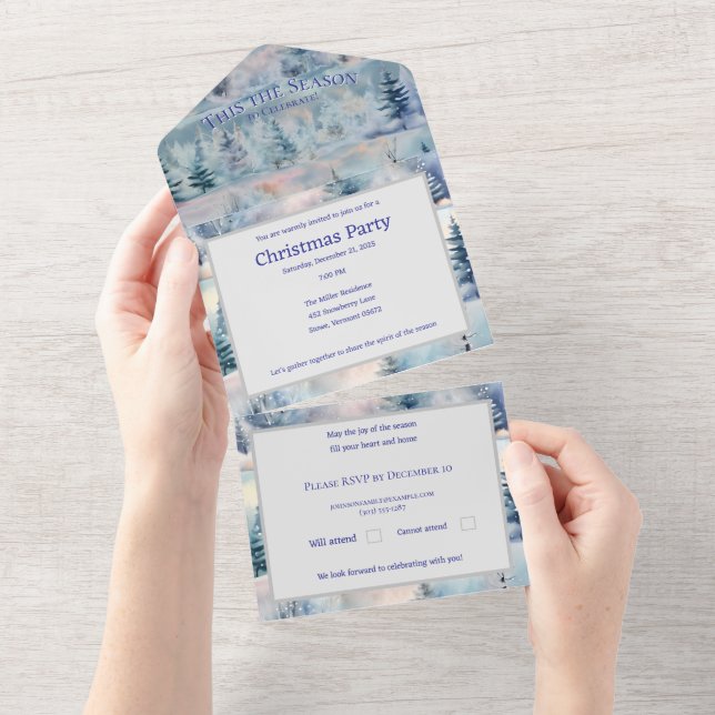 Invitación Todo En Uno zona pantanosa de invierno - artístico (desgarro)