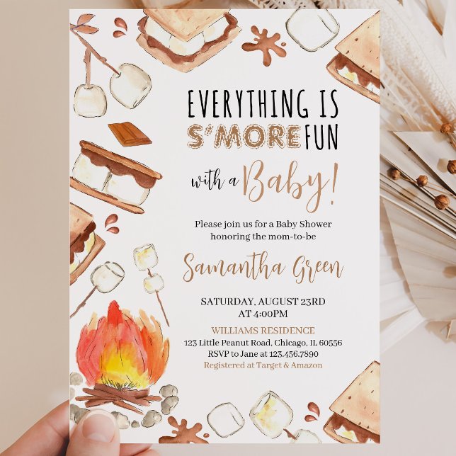 Invitación Todo es Diversión con S'mores Baby Shower (Subido por el creador)