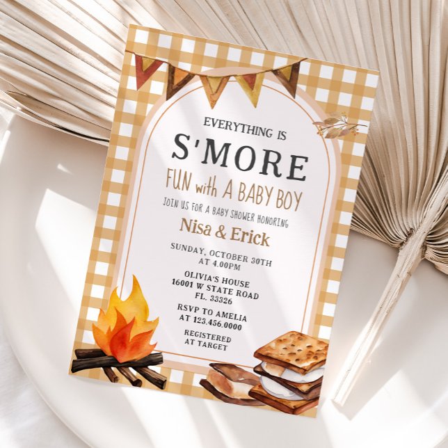 Invitación Todo es S'more Fun Gingham Baby Shower (Subido por el creador)