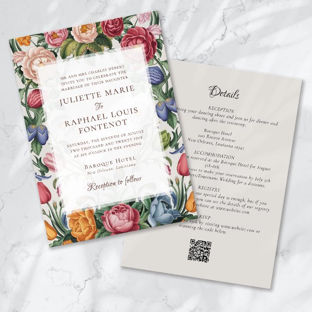 Invitación Todo floral barroco rococó en un solo Boda (Subido por el creador)