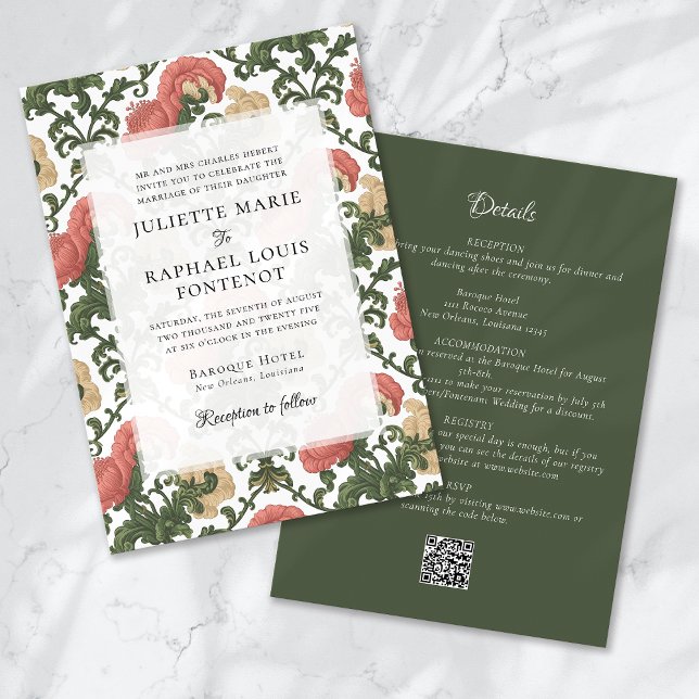Invitación Todo floral barroco rococó en un solo Boda (Subido por el creador)