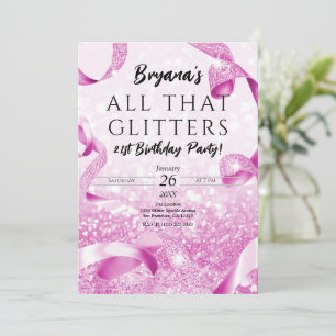 Invitación Todo Lo Que Brilla Fiesta de Cumpleaños Rosa Deste