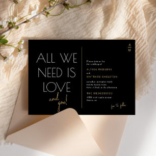Invitación Todo lo que necesitamos es amor Negro moderno +