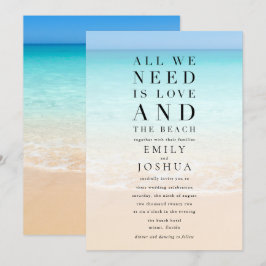 Invitación Todo lo que necesitamos es amor y la boda de playa