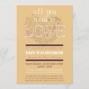Invitación Todo Lo Que Necesitas Es Amar A La Ducha De Novias