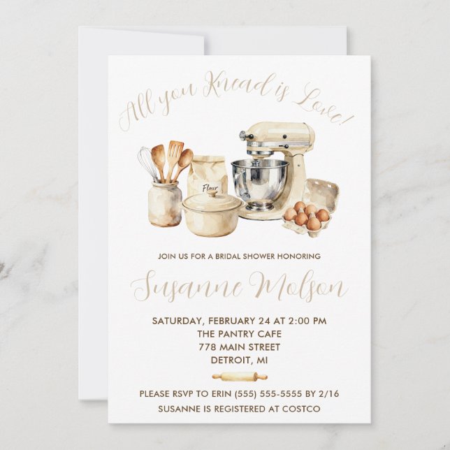 Invitación ¡Todo lo que necesitas es amor! Desayuno de bodas  (Anverso)