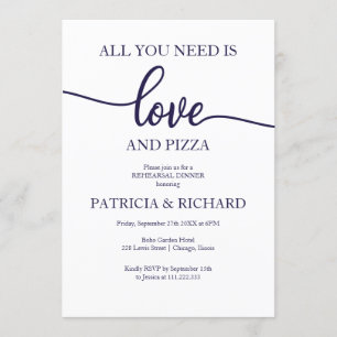 Invitación Todo lo que necesitas es amor y cena de ensayo de