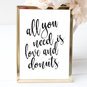 Invitación Todo lo que necesitas es amor y donas letrero aseq