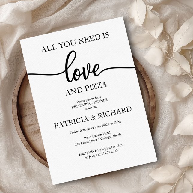 Invitación Todo Lo Que Necesitas Es Amor Y Ensayos De Pizza (Subido por el creador)