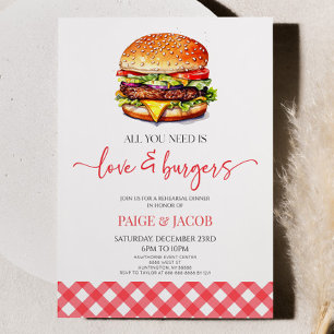 Invitación Todo lo que necesitas es amor y hamburguesas ensay