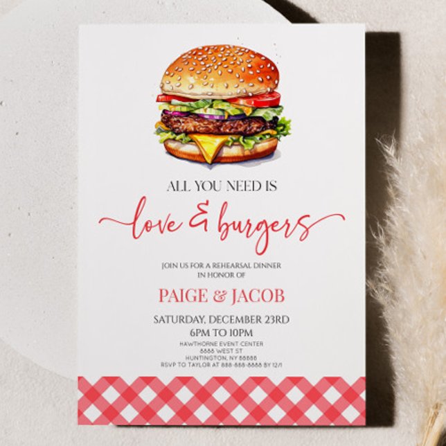 Invitación Todo lo que necesitas es amor y hamburguesas ensay (Subido por el creador)