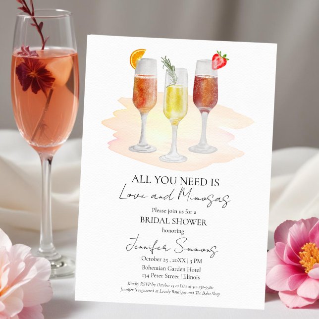 Invitación Todo lo que necesitas es amor y Mimosas | Bridal S (Subido por el creador)