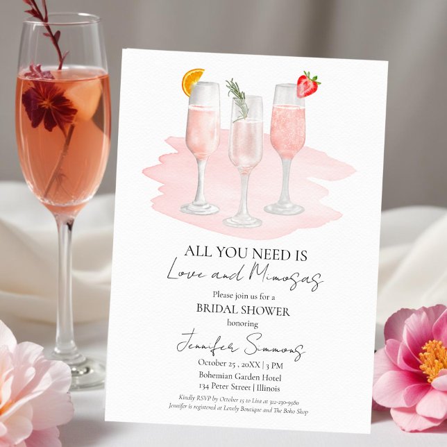 Invitación Todo lo que necesitas es amor y Mimosas | Bridal S (Subido por el creador)